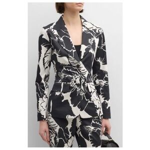 Natori Chino Black and White Floral Blazer